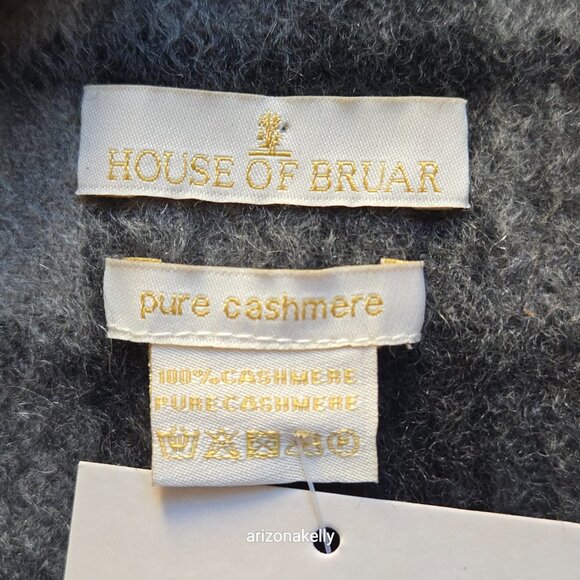 NWT House of Bruar Cashmere Plaid Scarf Grey & Black - Picture 4 of 14
